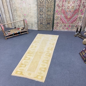 2x6 Turkish Runner Rug, Vintage Runner, Anatolian, Hand-Made, Oushak Rug, Faded Rug, Antique, Runner Rug, Natural, FREE SHIPPING, 2.3x6.3 ft