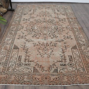 Turkish Rug, Vintage Rug, 6x10 Large Rugs, Anatolian Rug, Rugs For Salon, 5.7x9.1 ft Orange Rug, Antique Decorative Wool Rug, Boho Rug,