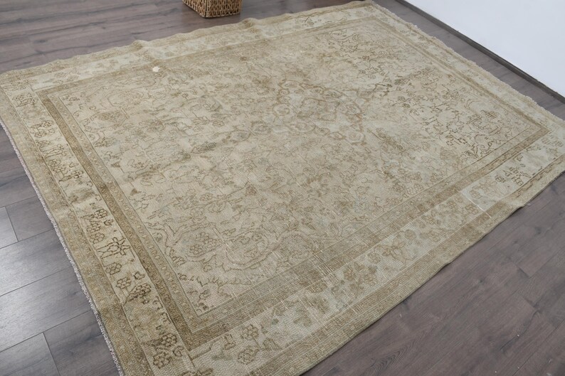 Vintage Large Rug 6.6x9.3 Ft (201x283 Cm), Beige Floral Turkish Rug - Etsy