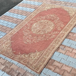 6x10 Vintage Rug, Oushak Rug, Anatolian, Turkish Rug, Hand-Made, Faded, Wool, Antique, Natural Rug, Bohemian, FREE SHIPPING, 5.5x9.8 ft.