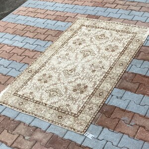 4x7 Vintage Rug, Oushak Rug, Anatolian, Turkish Rug, Hand-Made, Faded, Wool, Antique, Natural, Medium Size Rug, FREE SHIPPING, 3.9x6.6 ft