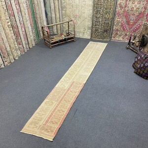 2x12 Long Turkish Runner Rug, Vintage Runner, Anatolian, Hand-Made, Oushak Rug, Antique, Runner Rug, Natural, FREE SHIPPING, 1.7x11.5 ft