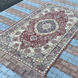 6x10 Vintage Rug, Oushak Rug, Anatolian, Turkish Rug, Hand-Made, Faded, Wool, Antique, Natural Rug, Bohemian, FREE SHIPPING, 5.9x9.7 ft.