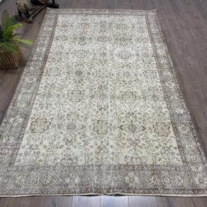 6x10 Large Rugs, Vintage Rug, Turkish Rug, Anatolian Rugs, Rugs For Dining Room, 5.8x9.6 ft Beige Rug, Antique Oushak Wool Rug, Tribal Rug,