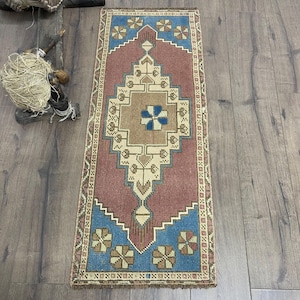 Turkish Rug, 2x4 Small Rugs, Vintage Rug, Antique Rug, Rugs For Entry, 1.5x3.9 ft Purple Rug, Anatolian Wool Rug, Decorative Entry Rug,