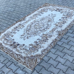 6x10 Vintage Rug, Oushak Rug, Anatolian, Turkish Rug, Hand-Made, Faded, Wool, Antique, Natural Rug, Bohemian, FREE SHIPPING, 5.5x9.5 ft.