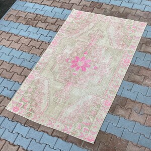 Vintage Small Rug, Turkish Rug, Gray Floral Rug