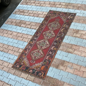 3x8 Turkish Runner Rug, Vintage Runner, Anatolian, Hand-Made, Oushak Rug, Faded Rug, Antique, Runner Rug, Natural, FREE SHIPPING, 3.2x8.2 ft