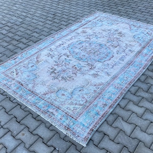 6x10 Vintage Rug, Oushak Rug, Anatolian, Turkish Rug, Hand-Made, Faded, Wool, Antique, Natural Rug, Bohemian, FREE SHIPPING, 5.9x9.6 ft.