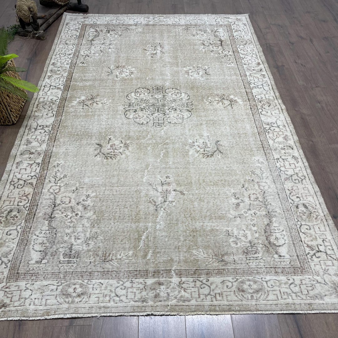 Vintage Large Rug 5.7x9.2 Ft, Gray White Striped Rug Wool - Etsy