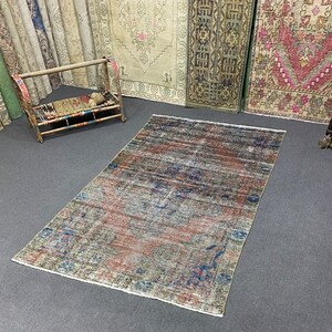 4x7 Vintage Rug, Oushak Rug, Anatolian, Turkish Rug, Hand-Made, Faded, Wool, Antique, Natural, Medium Size Rug, FREE SHIPPING, 4.2x7.1 ft
