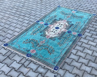 5x8 Vintage Rug, Oushak Rug, Anatolian, Turkish Rug, Hand-Made, Faded, Wool, Antique, Natural Rug, Bohemian, FREE SHIPPING, 4.8x8.1 ft.