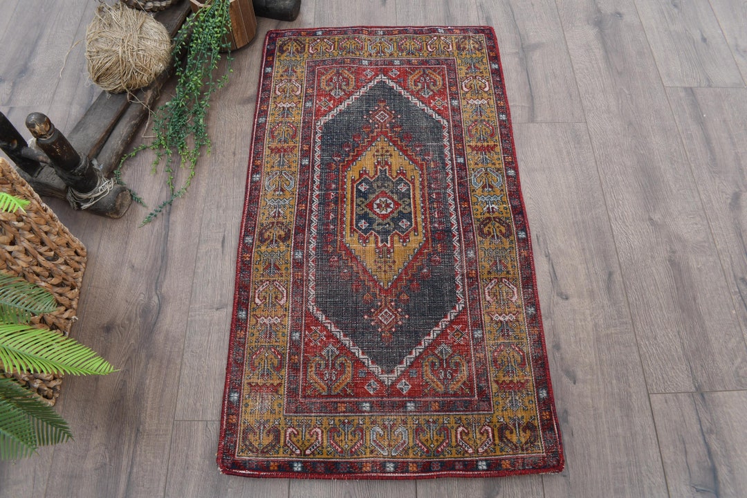 Turkish Rug Small Vintage Rug, Turkish Rug, Small Rugs, Oushak Rug, Rugs for Bathroom, 1 ...