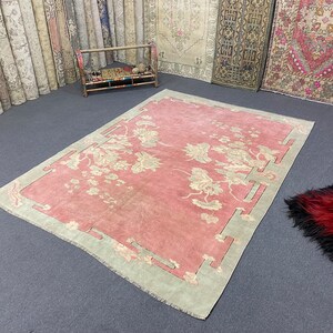 5x7 Vintage Rug, Oushak Rug, Anatolian, Turkish Rug, Hand-Made, Faded, Wool, Antique, Natural, Medium Size Rug, FREE SHIPPING, 5.3x7 ft