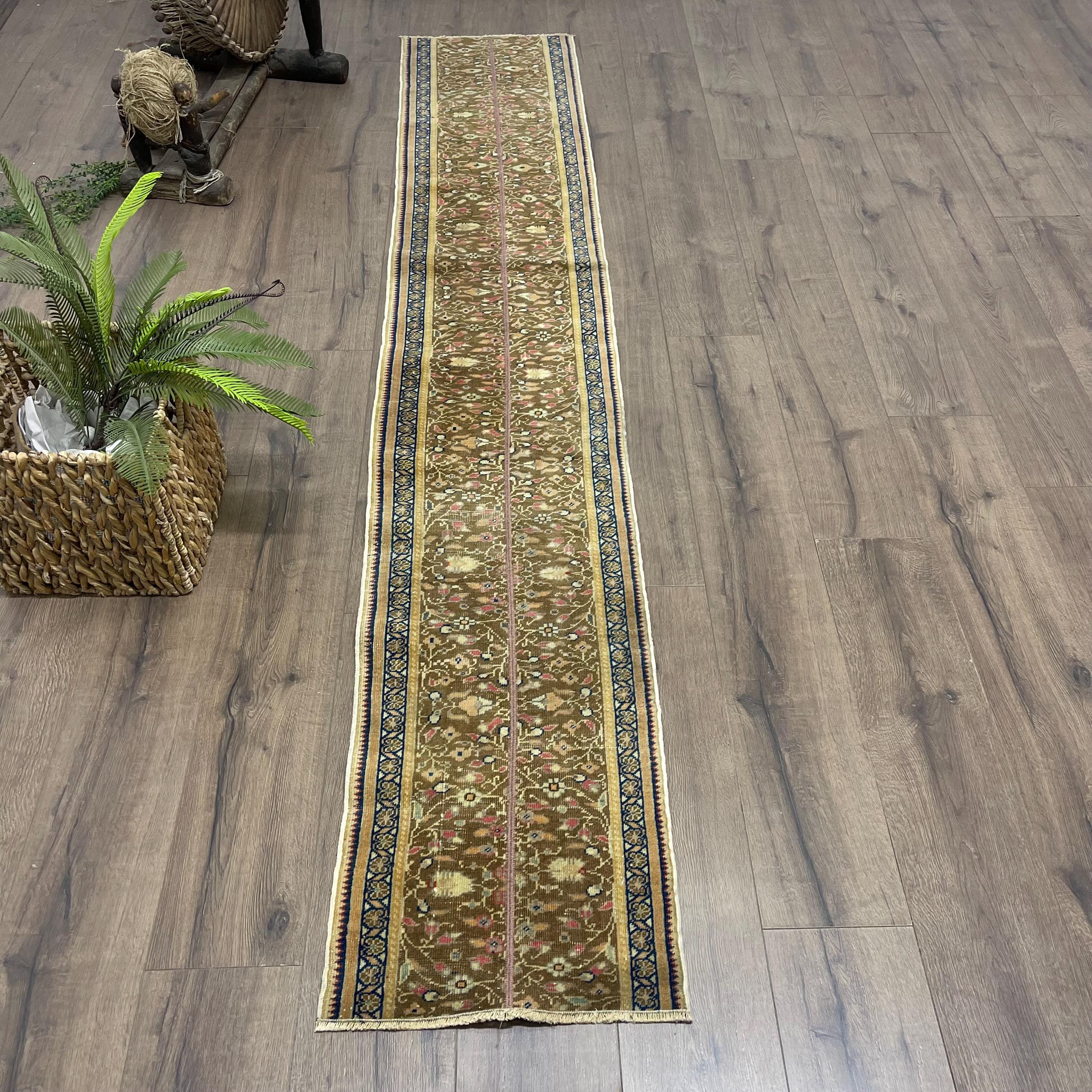 Turkish Rug, Vintage Rug, Patchwork Rug, 2x8 Runner Rug, Anatolian Rug, Rugs For Corridor, 1.5x8.5 ft Brown Rug, Ivory Flatweave Area Rug,