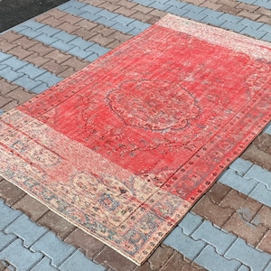 5x8 Vintage Rug, Oushak Rug, Anatolian, Turkish Rug, Hand-Made, Faded, Wool, Antique, Natural Rug, Bohemian, FREE SHIPPING, 4.9x7.9ft.