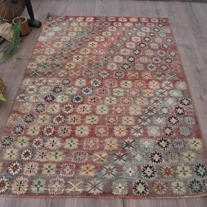 Turkish Rug, Vintage Rug, Area Rug, Oushak Rugs, Rugs For Bedroom, 4.1x6 ft Purple Rug, Decorative Rug, Floor Rug, Boho Area Rug,