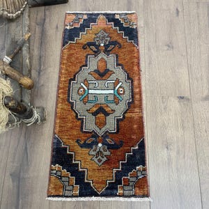 1x3 Small Rug, Turkish Rug, Vintage Rug, Anatolian Rug, Rugs For Entry, 1.1x2.7 ft Purple Rug, Colorful Oushak Rug, Small Organic Rug,