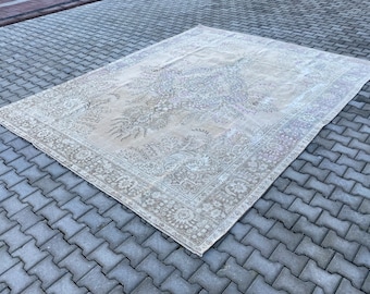 10x12 Large Vintage Rug, Oushak Rug, Anatolian, Turkish Rug, Hand-Made, Faded, Wool, Antique, Natural, Bohemian, FREE SHIPPING, 9.7x12.2 ft