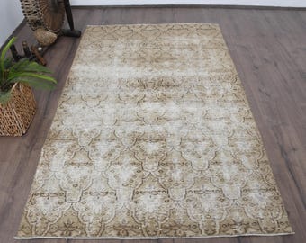 ヴィンテージトルコ製エリアラグ、4 x 6フィート、ハンドメイド