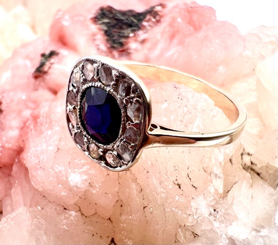 ArtDećo HISTORIC Antik Saphir Ring mit Altschliff… - image 5