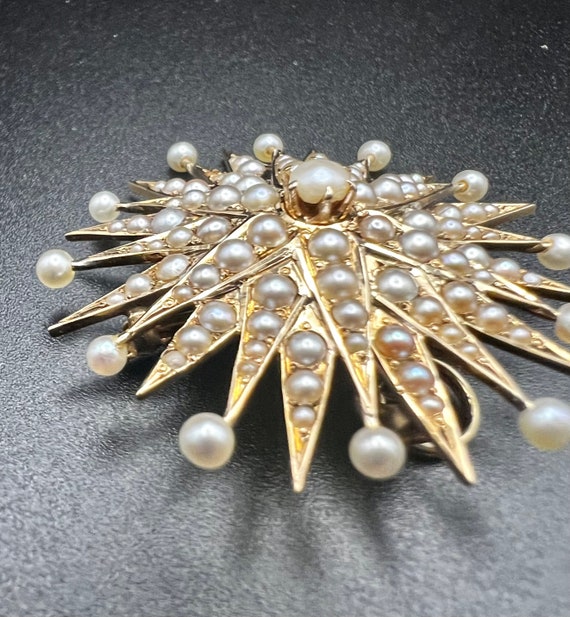 Victorian Star Pendant & Brooch with Pearls, Grea… - image 3