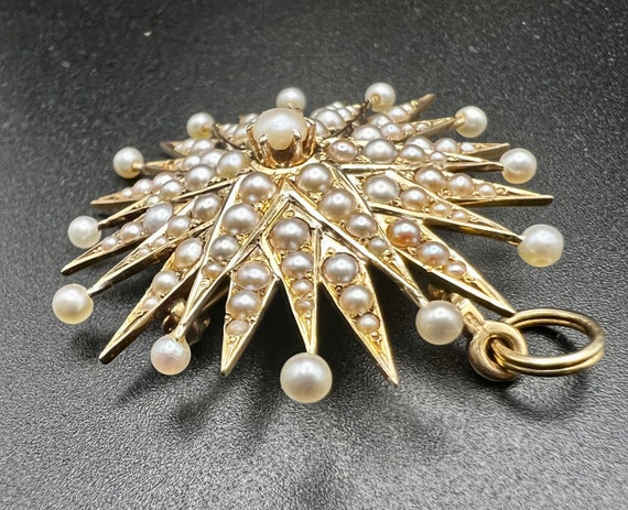 Victorian Star Pendant & Brooch with Pearls, Grea… - image 5