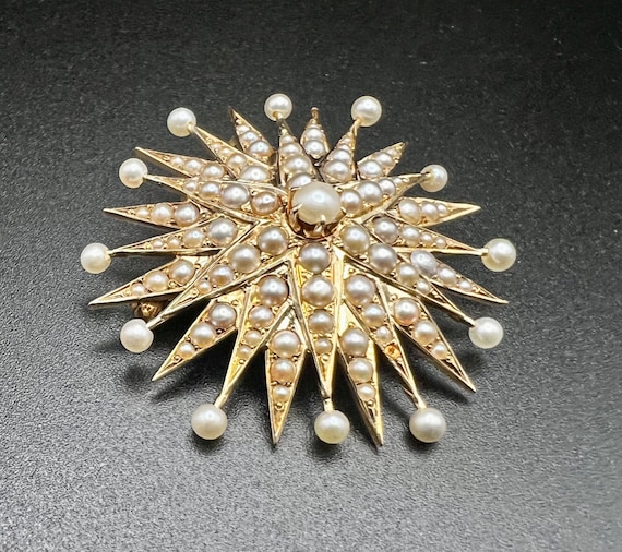 Victorian Star Pendant & Brooch with Pearls, Grea… - image 1