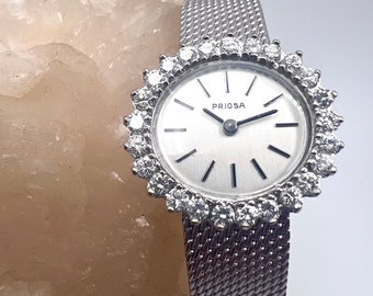 Luxury PRIOSA wristwatch in 585 white gold brilliant 1ct.