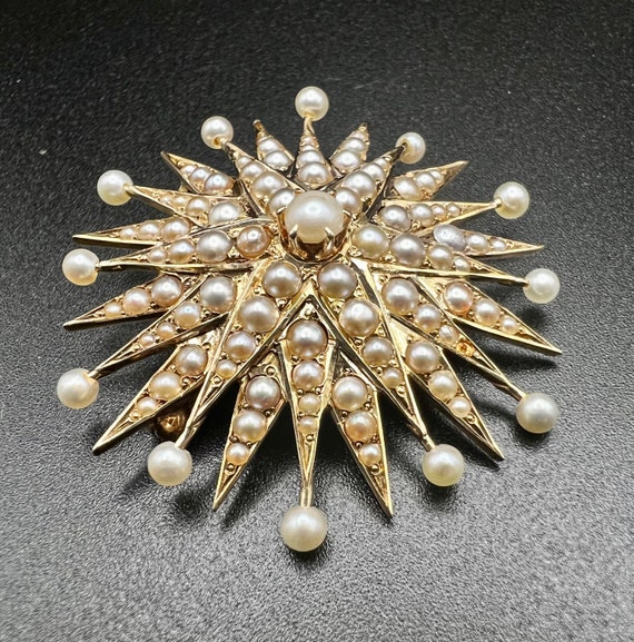 Victorian Star Pendant & Brooch with Pearls, Grea… - image 2