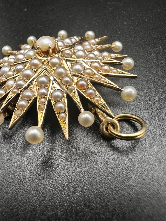 Victorian Star Pendant & Brooch with Pearls, Grea… - image 4