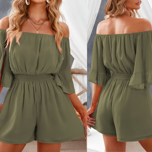 ACEWIN Flounce Off Shoulder Romper (Size S-L) 703112