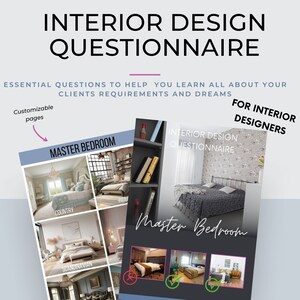 Master-Schlafzimmer-Kundenfragebogen für Innenarchitekten | Sofortiger Download | Canva Template | ca 50 Fragen | Bearbeitbare Vorlagen