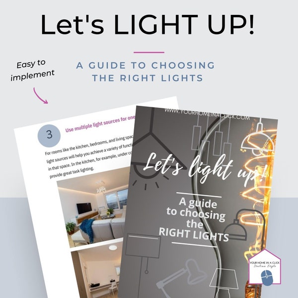 A guide to choosing the right lights |  Interior Decorating E-book | Instant download | Lightings Planner | Interior Design Planner