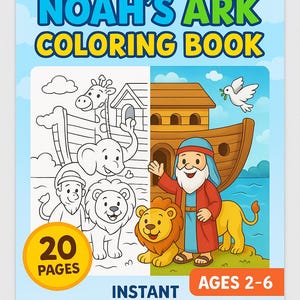 Noah&#39;s Ark Coloring Book for Kids | 20 Fun Printable Pages | Ages 2-6 Activity Book | Instant Download PDF | Religious Bible Coloring