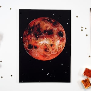 Postkarte Aquarell Planeten – Venus – Weltraum Bild – Universum Deko – Kunstdruck Din A6