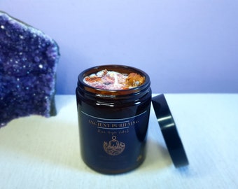 Handcrafted Creativity and Sensuality Candle - Carnelian Agate Crystals Gems - Aromatherapy for Relaxation and Bliss Scented Candles