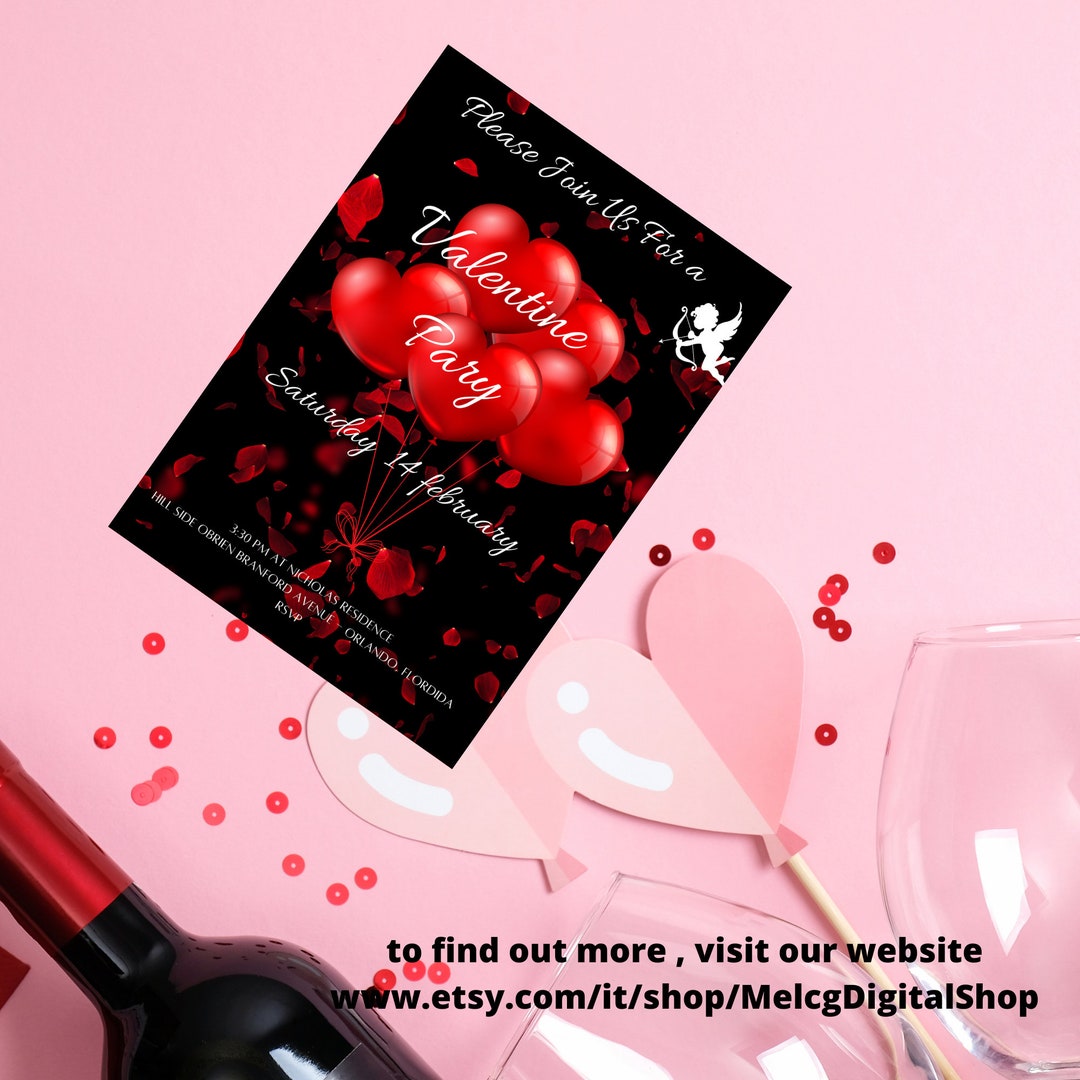Editable Digital Valentine Invitationelectronic Valentine Party