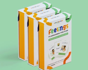 Feelings Flashcards for ages 3+, Montessori Emotions Flashcards, Toddler Flash Cards, Montessori Materials - Triple Bundle