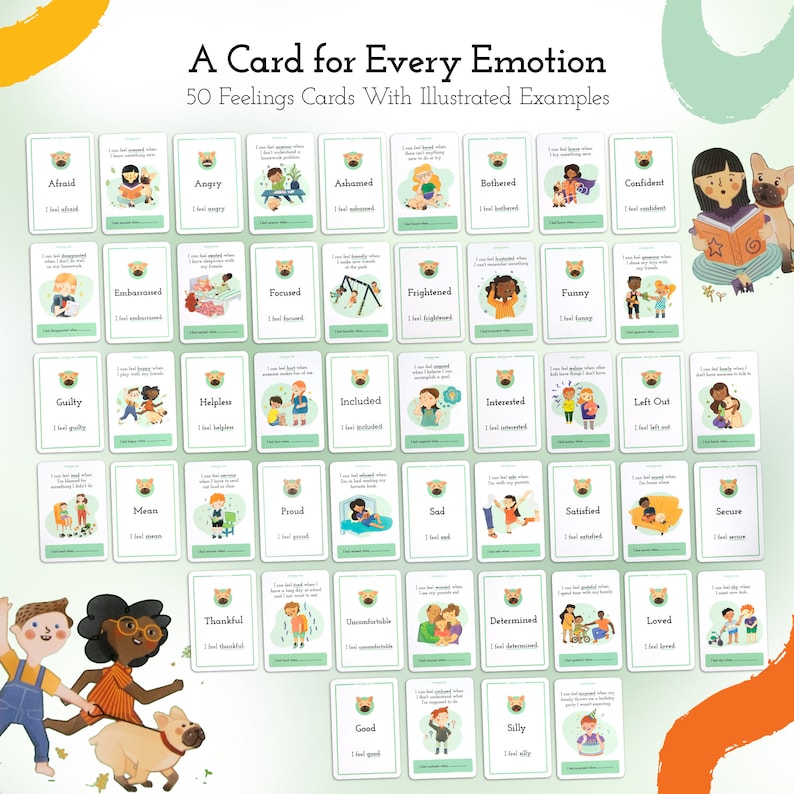 Feelings Flashcards for ages 3, Montessori Emotions Flashcards, Toddler Flash Cards, Montessori Materials Single Deck image 2