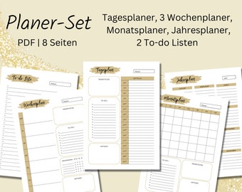 Daily planner | Weekly planner | Monthly planner | Annual planner | To-do lists | Daily planner to print | German | Planner set | PDF | A4 & A5