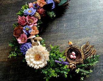 Ostara Moon Wreath, Spring Robin Wreath