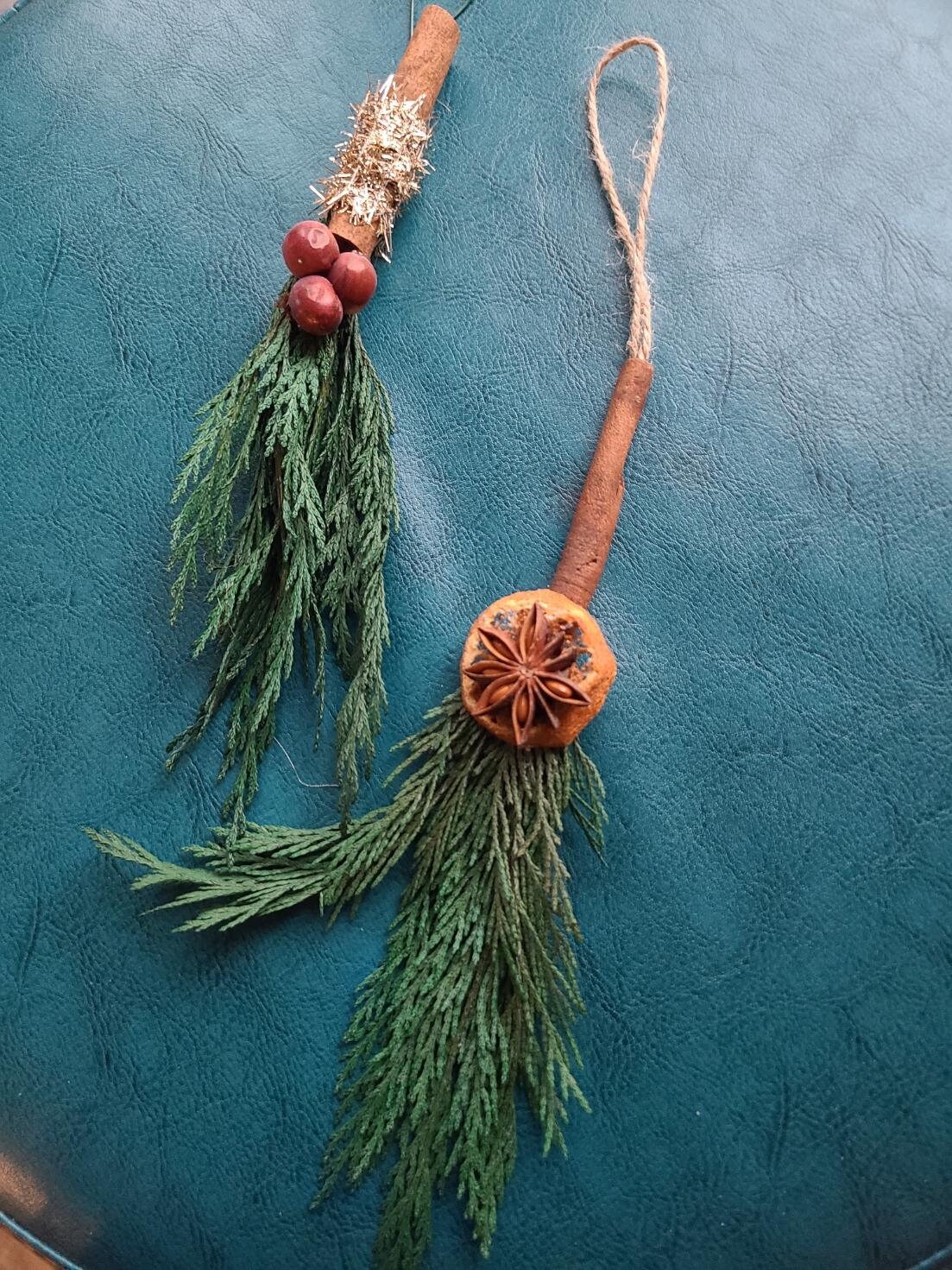 Besom Winter Ornaments, Yule Tree Decor, Witch Broom Christmas Ornaments