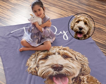 Custom Dog Blanket, Dog Drawing From Photo, Personalized Dog Blankets, Cat Blanket, Dog Memorial Gift, Personalized Dog Blanket, Pet Blanket