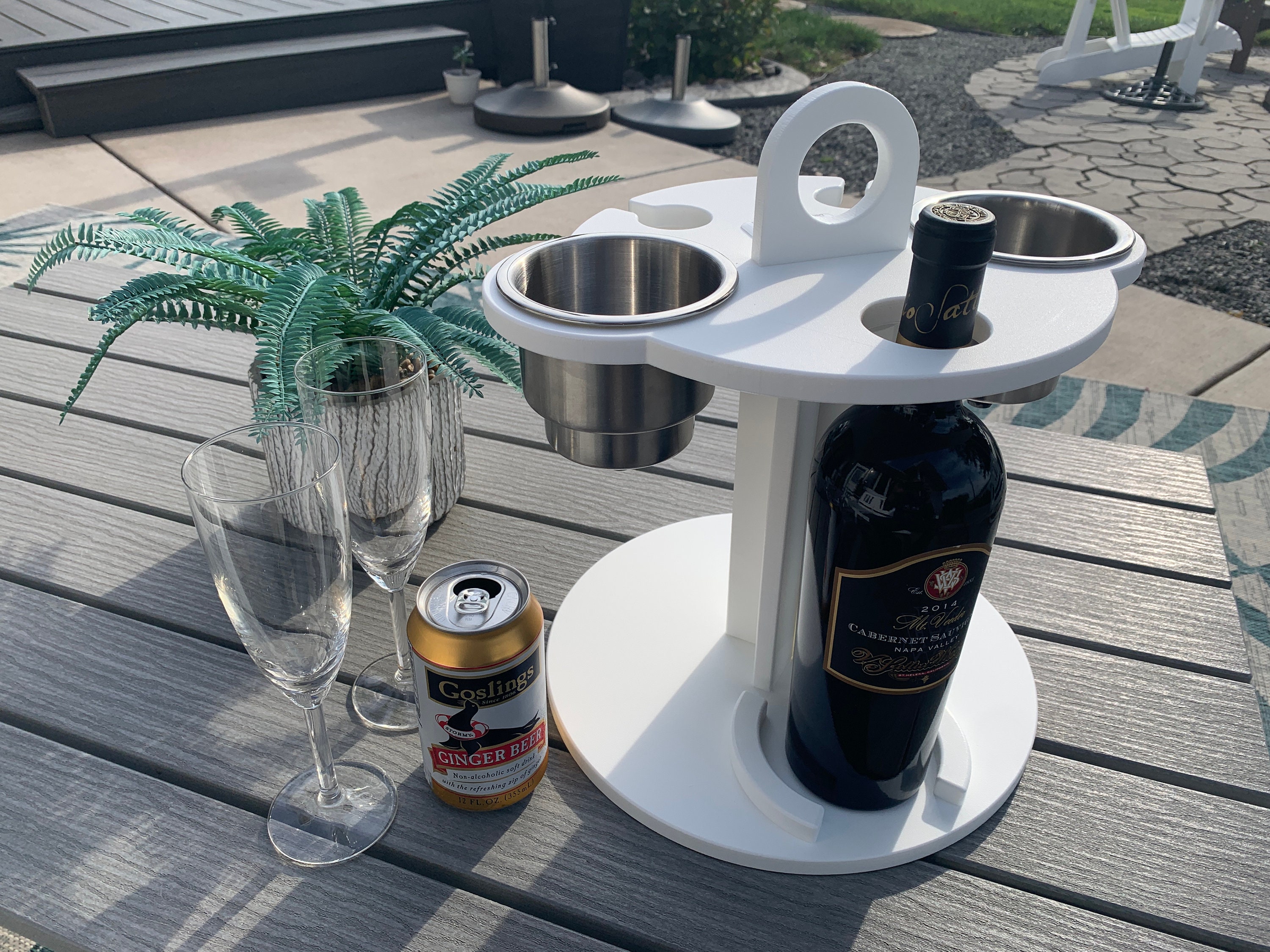 Table Top Cup Holder, Wine Glass and Bottle Caddy Etsy