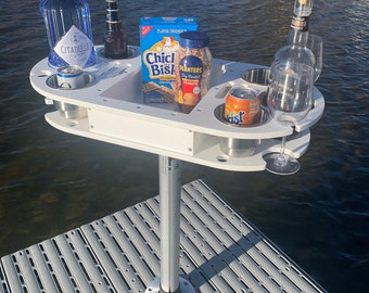 Boat and Pontoon Table: with Drink, Wine Glass and phone holder storage
