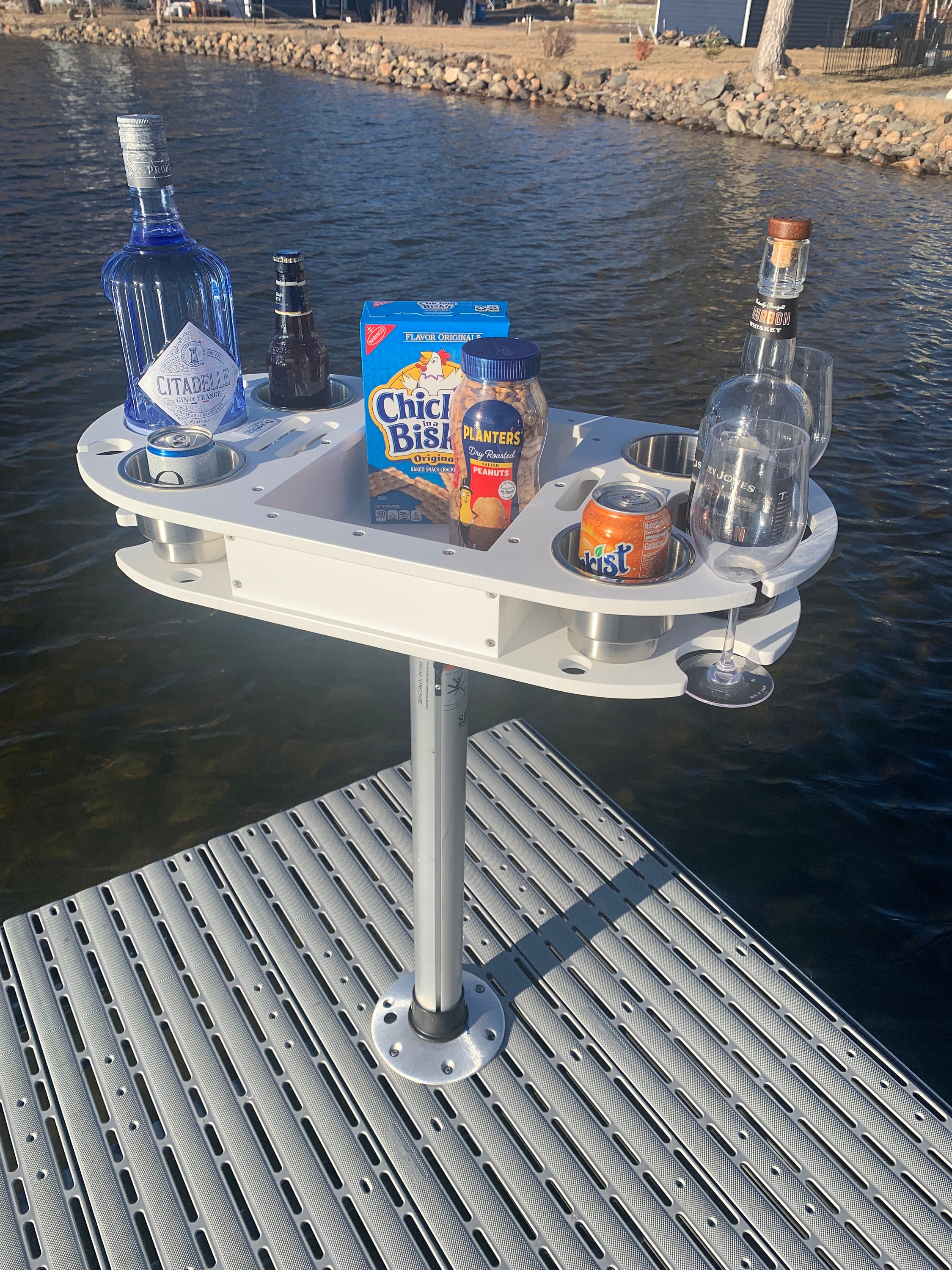 Brocraft Pontoon Oval Table With Table Pedestal, 2 Drink