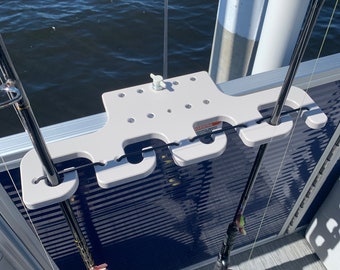 Pontoon Rail 4-Place Rod Holder: Fits 1-1/8" to 2" Rails