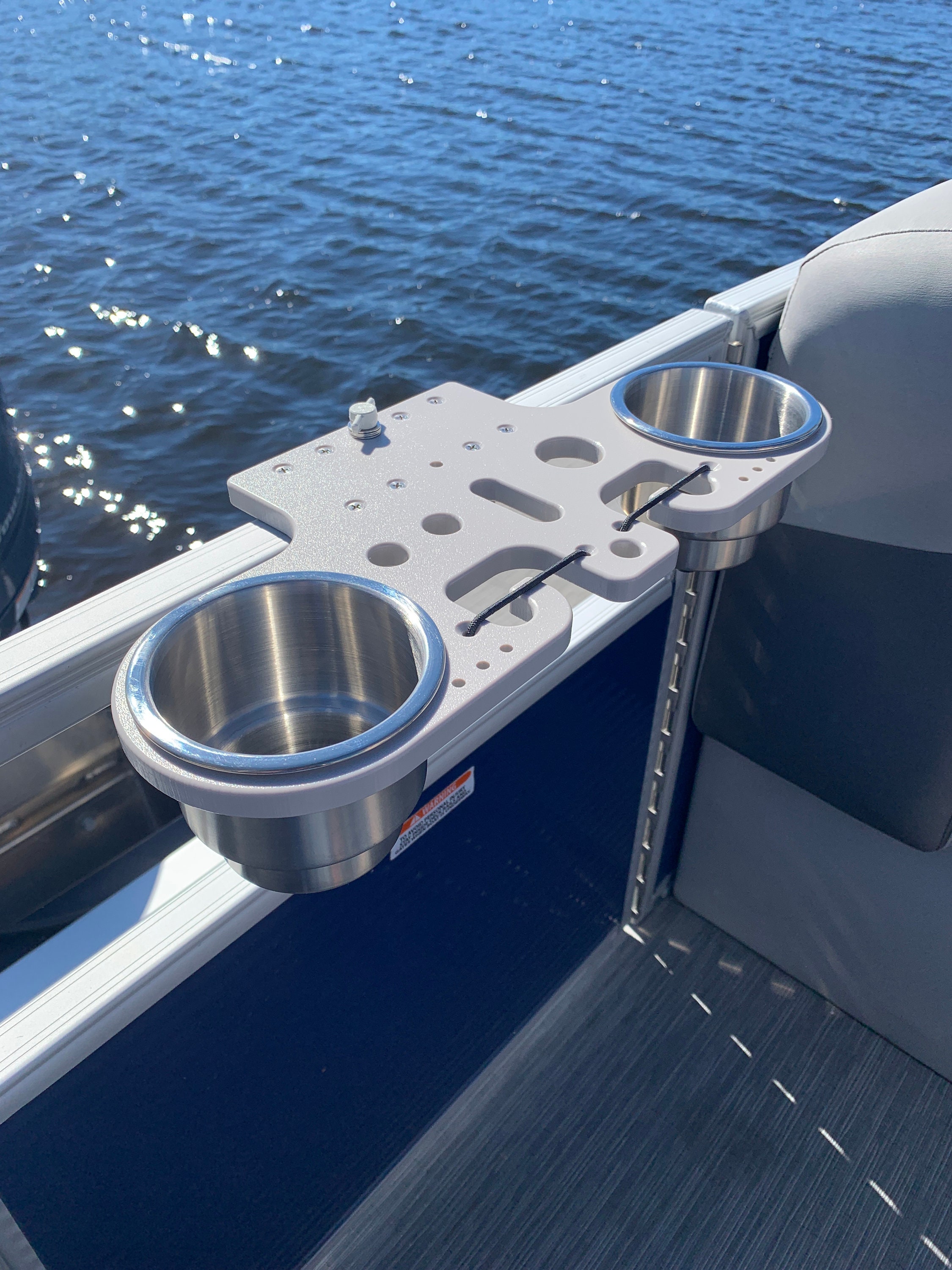 Pontoon Rail - Double Cup and Rod Holder - Fits (1-1/8") or (1-1/4") up to 2.00" Tall Rails
