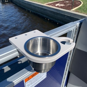 Pontoon Rail Cup and Wine Glass Holder - (1-1/8&quot;) or (1-1/4&quot;) Square Rail
